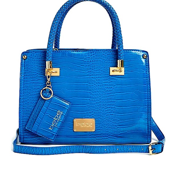 bebe Bags Bebe Bella Electric Blue Faux Croc Satchel Poshmark